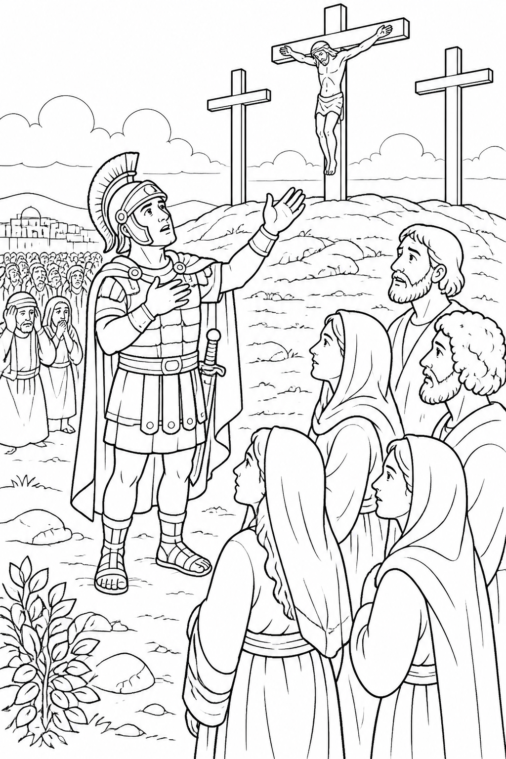 The Centurion Praises God from The Crucifixion of Jesus Bible coloring page