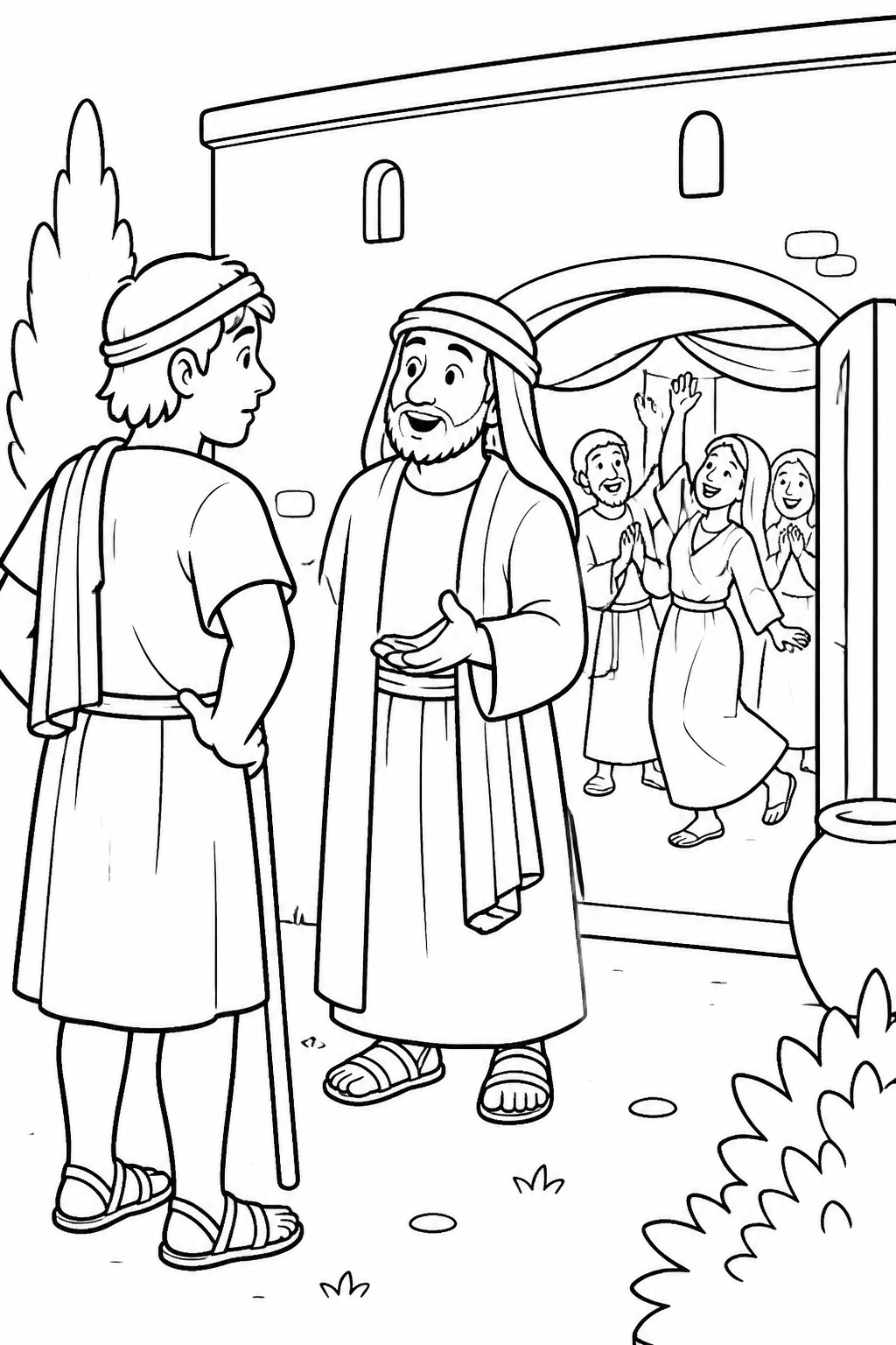 Music at the House from The Parable of the Prodigal Son Bible coloring page
