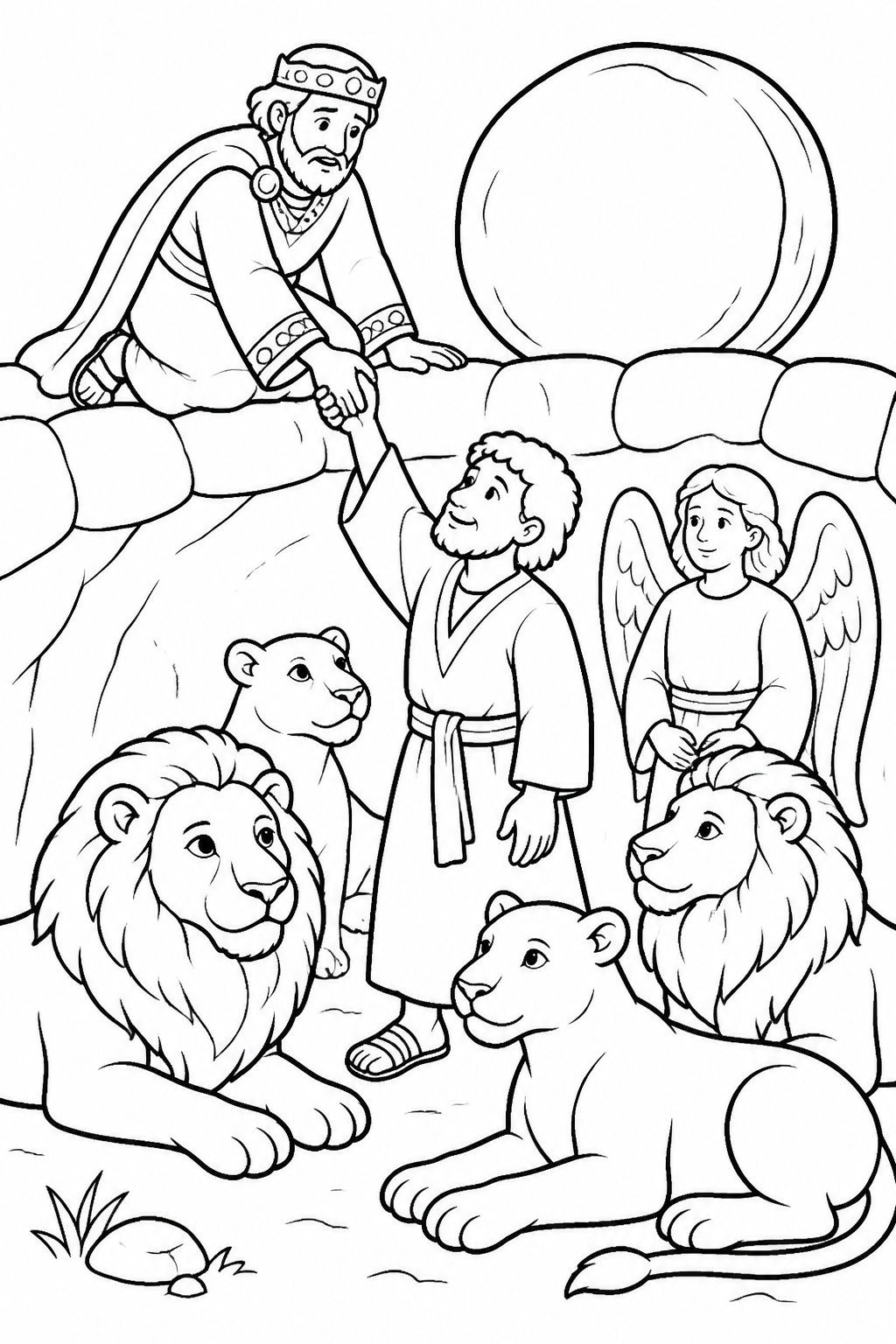 Daniel Is Safe from Daniel in the Lions’ Den Bible coloring page