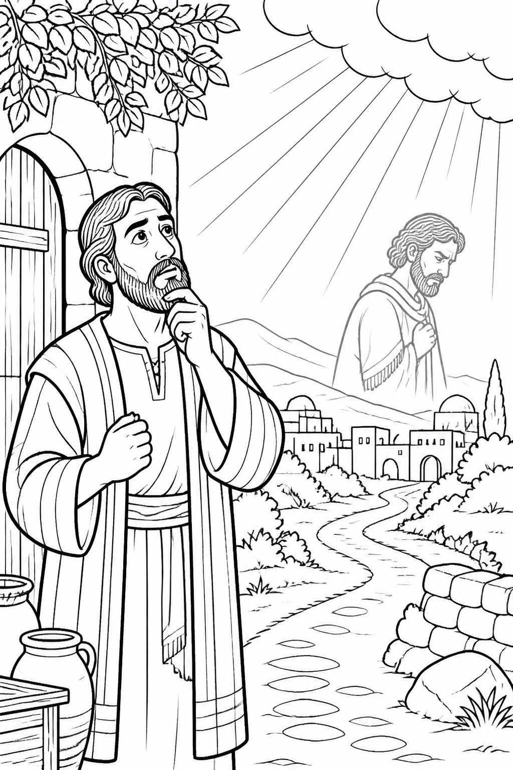 A Difficult Mission from Saul Meets Jesus on the Road Bible coloring page