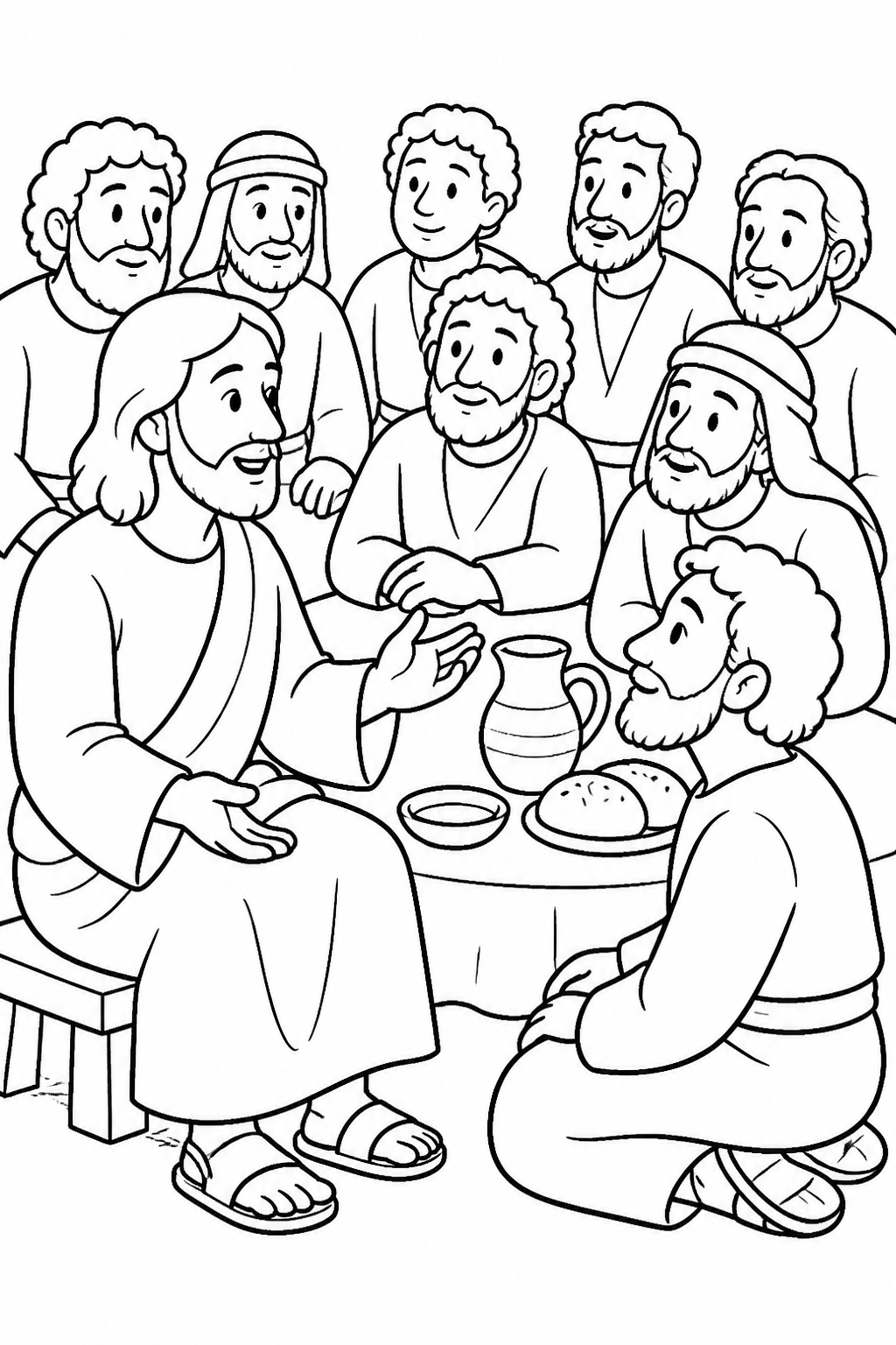 Receiving the One Jesus Sends from Jesus Washes the Disciples’ Feet Bible coloring page