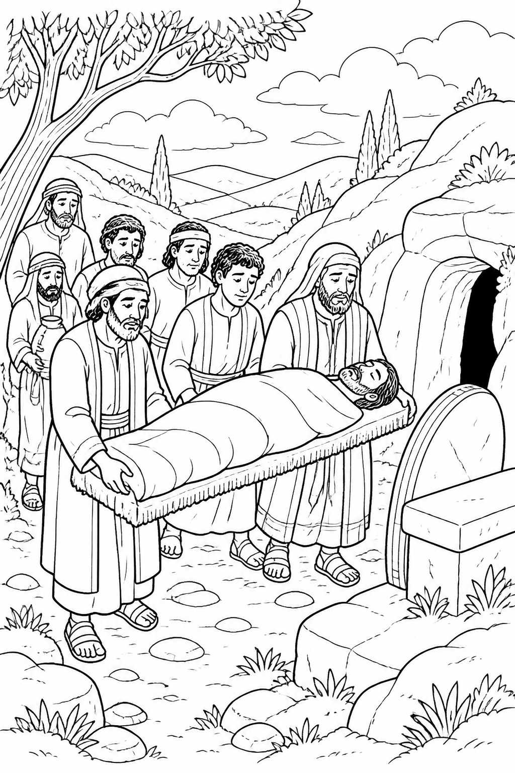 Samson’s Family Buries Him from Samson and Delilah Bible coloring page