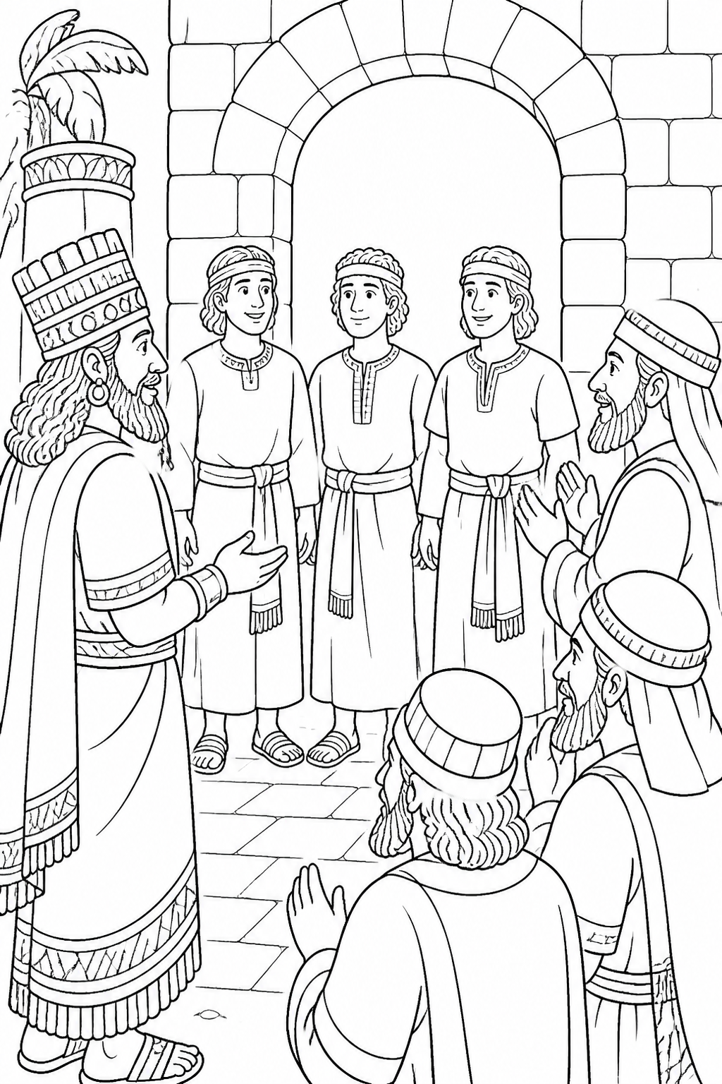 Protected Through the Fire from The Fiery Furnace Bible coloring page
