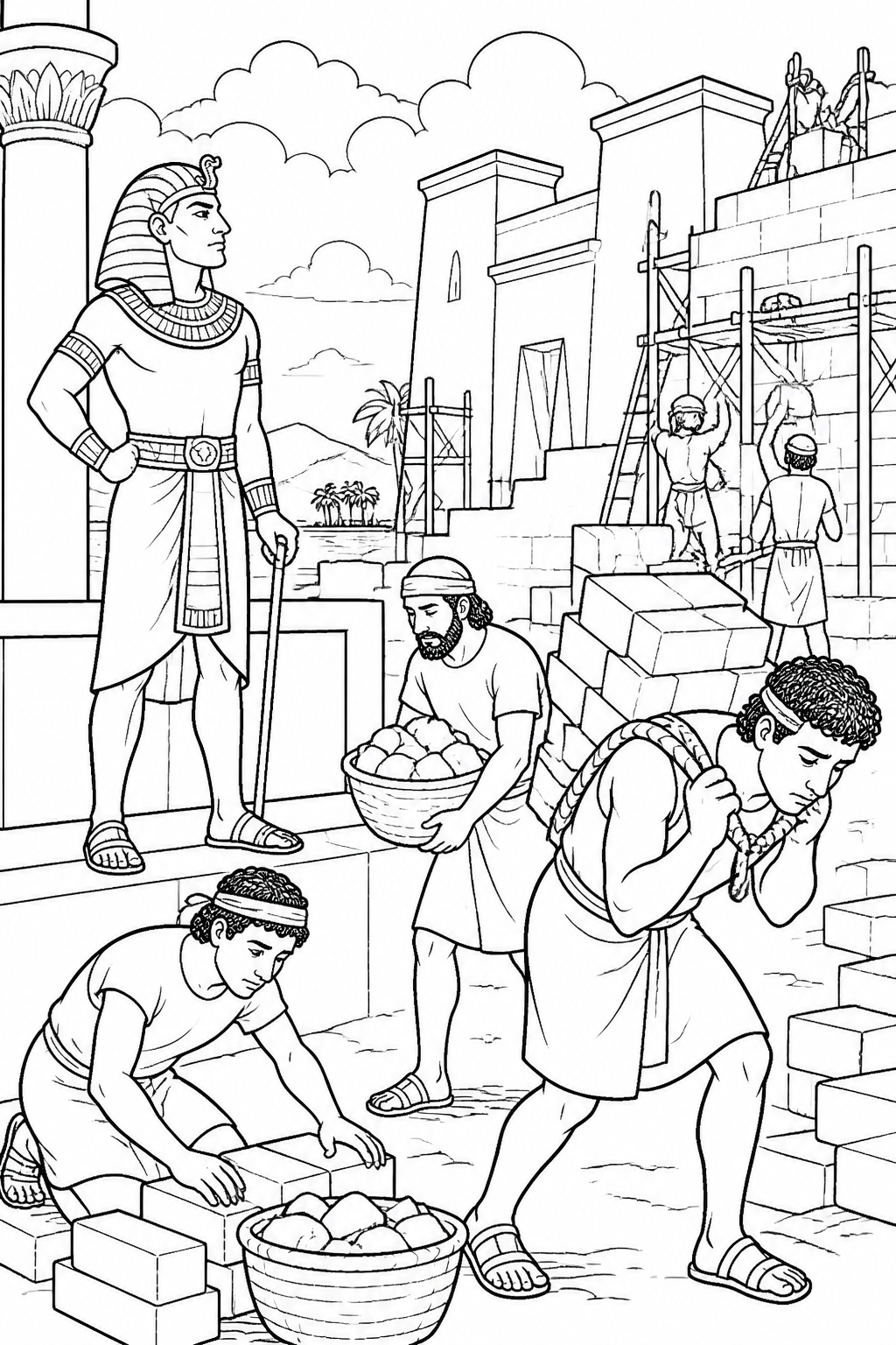 Unfair Work in Egypt from The Baby Moses Bible coloring page