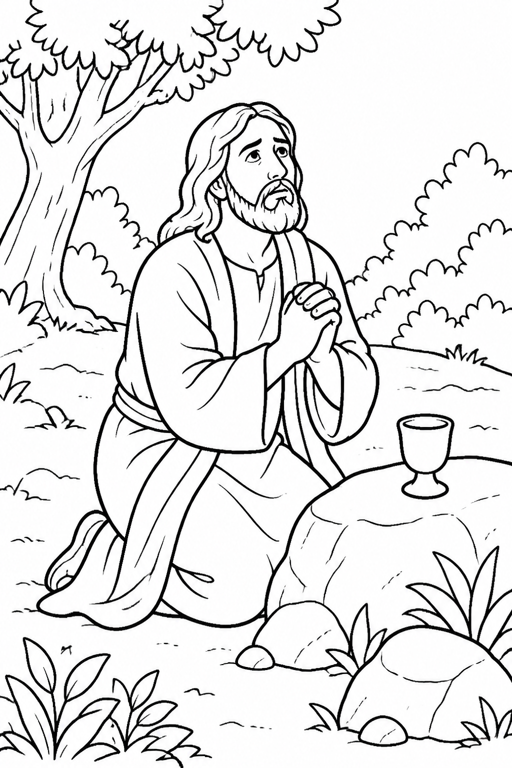 Trusting Prayer from Jesus Prays in Gethsemane Bible coloring page