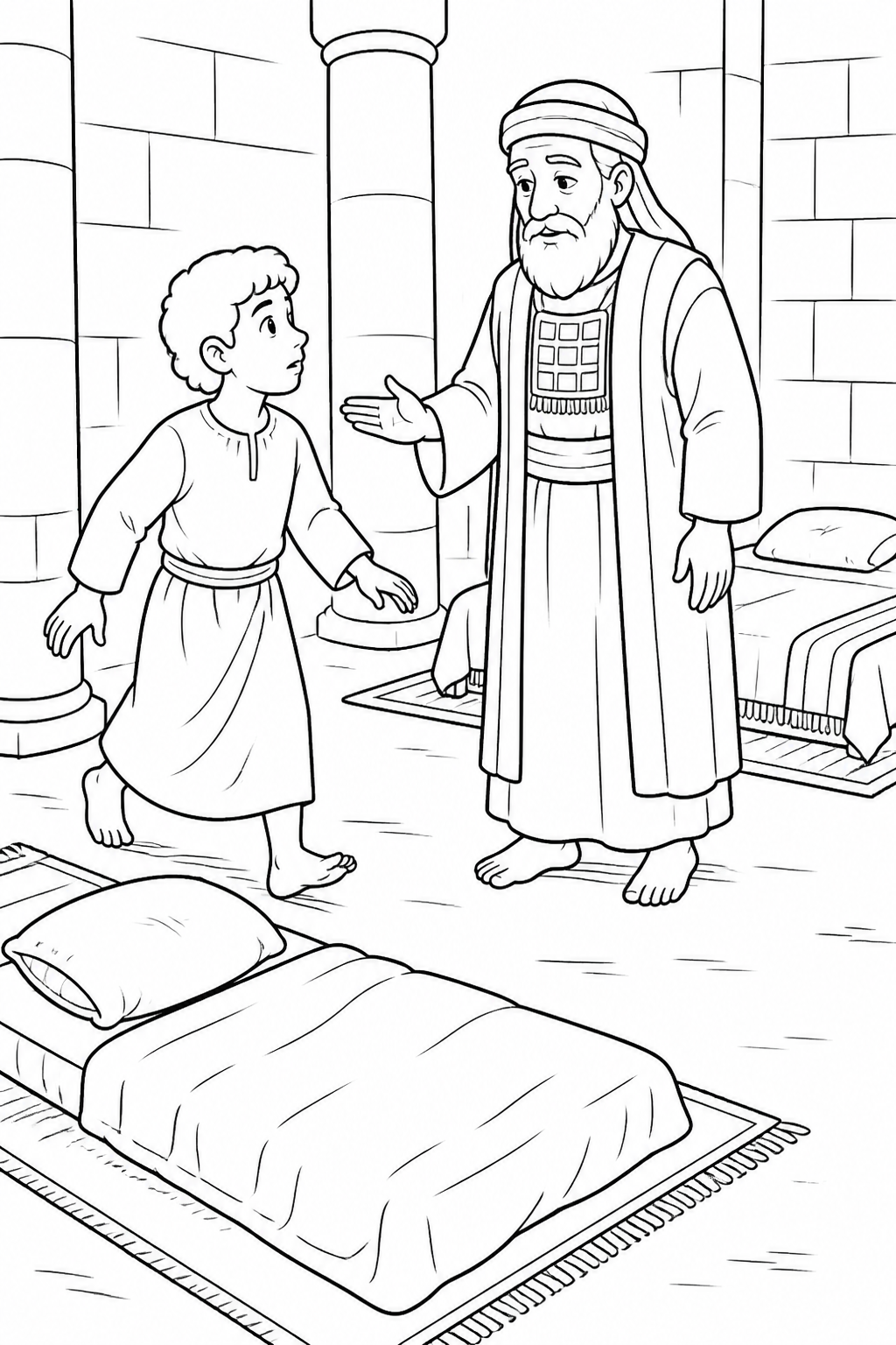 Samuel Answers the Call from Samuel Hears God’s Call Bible coloring page