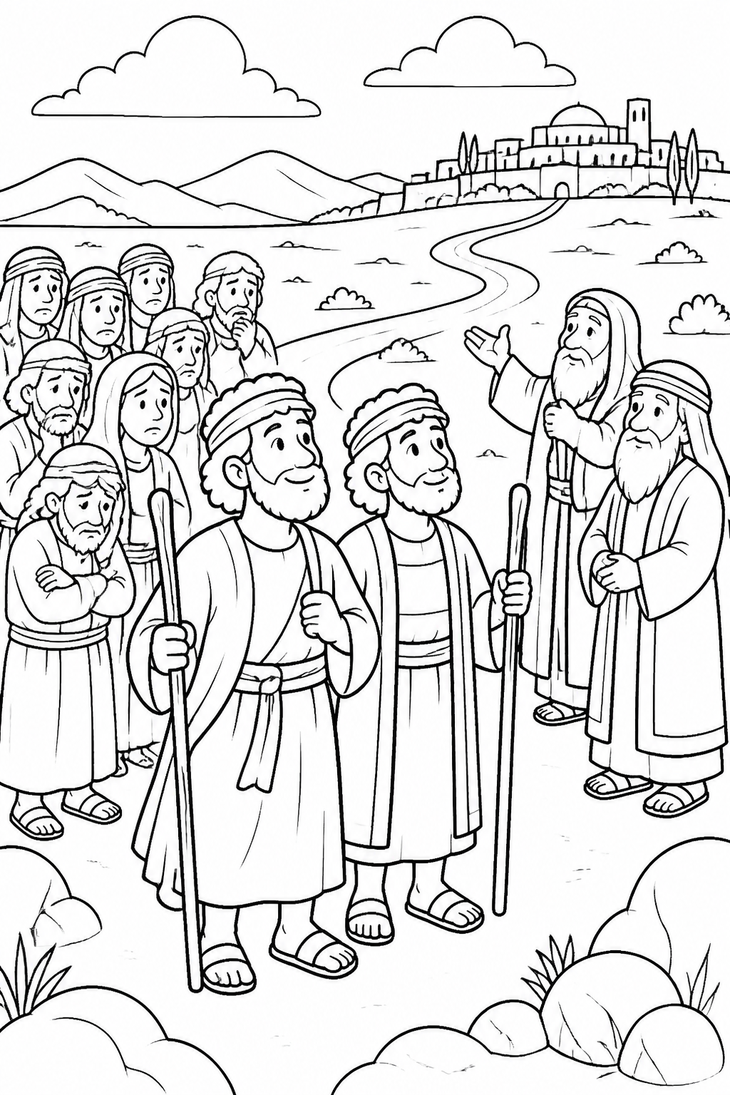 Joshua and Caleb Will Enter from Joshua and Caleb Trust God Bible coloring page