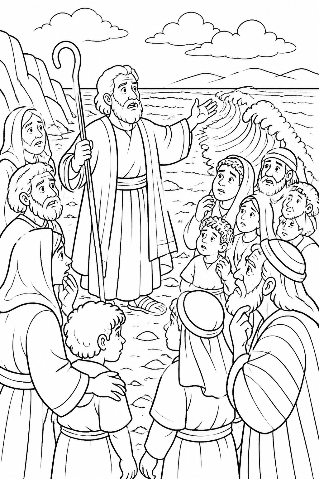 Stand Firm and Trust from Crossing the Red Sea Bible coloring page