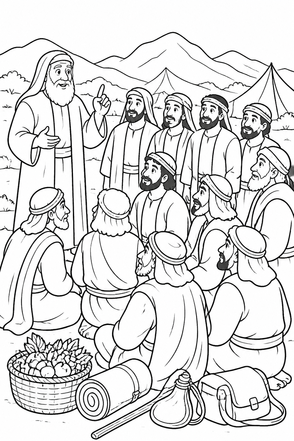 Sent to Explore Canaan from Joshua and Caleb Trust God Bible coloring page