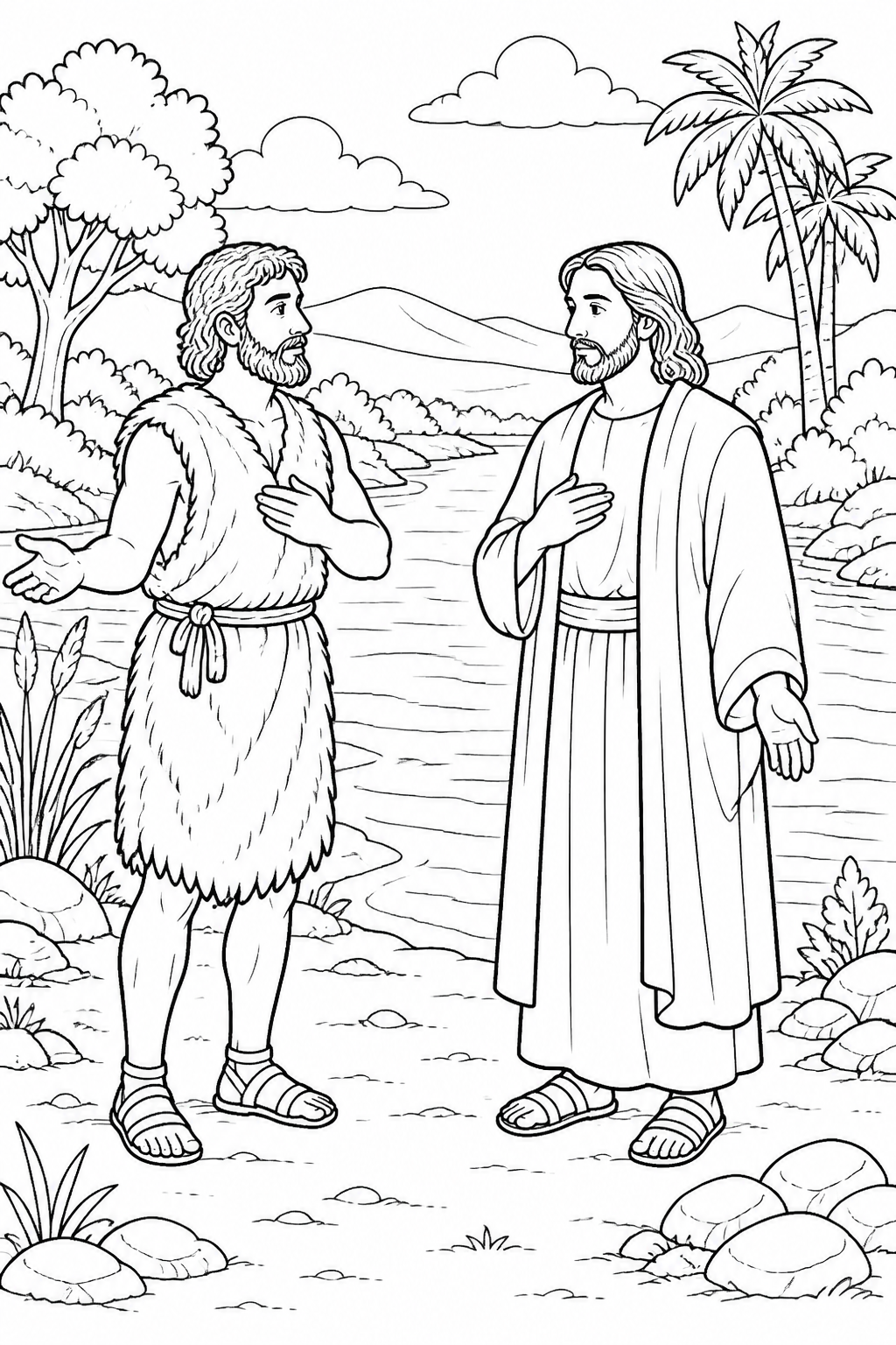 A Respectful Conversation from Jesus Is Baptized Bible coloring page