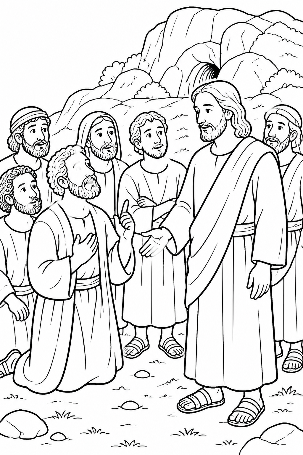 Peter Declares Who Jesus Is from Peter Confesses Jesus as the Christ Bible coloring page