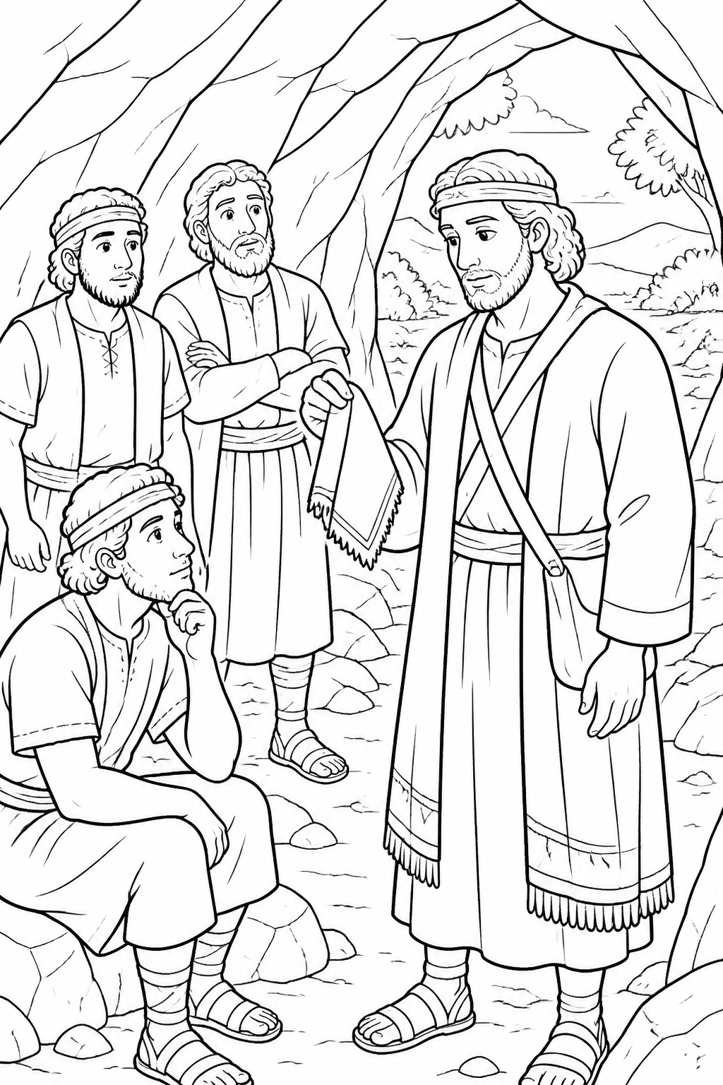 David Chooses Mercy from David Spares Saul Bible coloring page