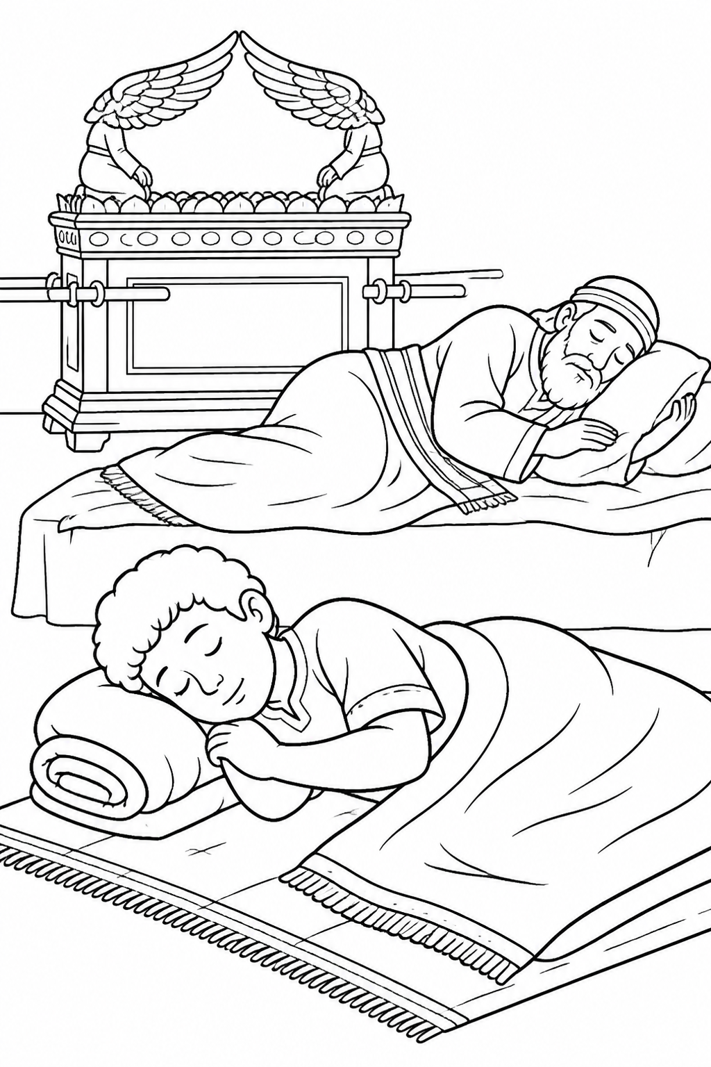 Samuel Rests Near the Ark from Samuel Hears God’s Call Bible coloring page