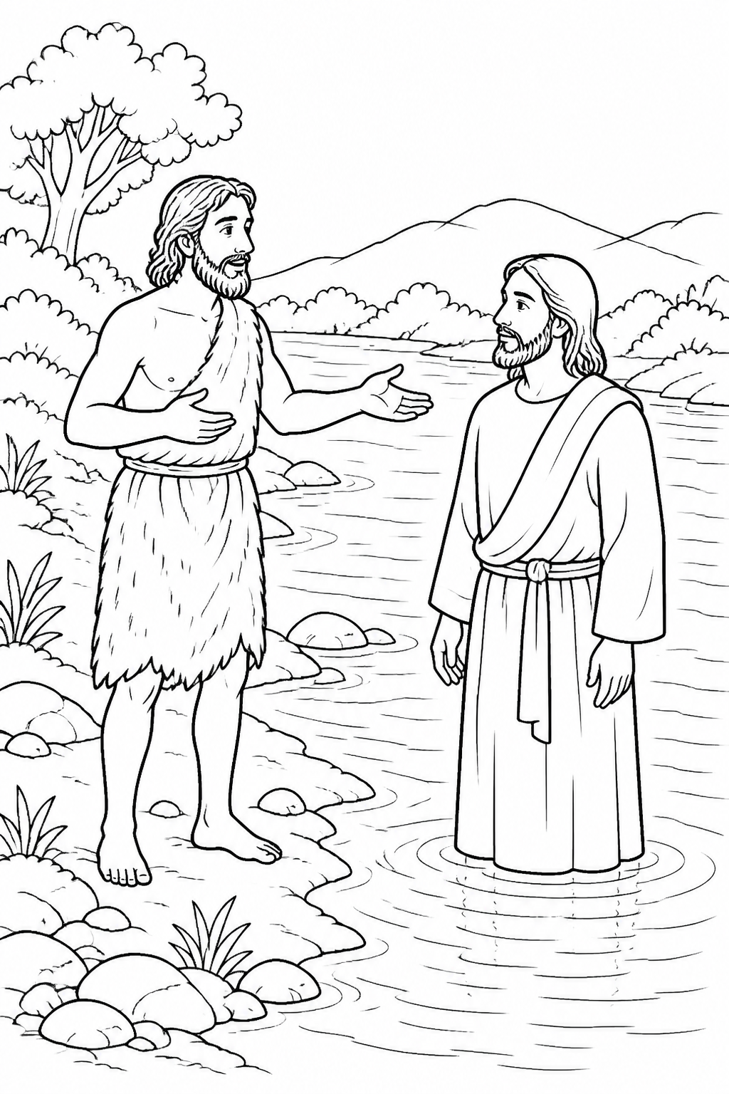 John Permits the Baptism from Jesus Is Baptized Bible coloring page