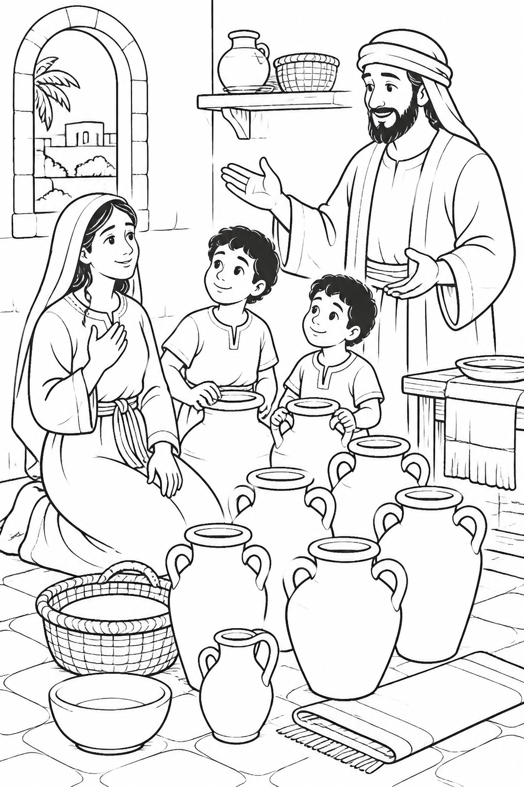 Provision for the Family from The Widow’s Oil Bible coloring page