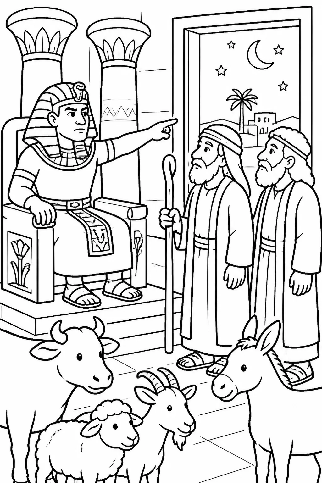 Pharaoh summons Moses and Aaron at night in Egypt and commands the Israelites to leave, worship the LORD, and take their flocks and herds.