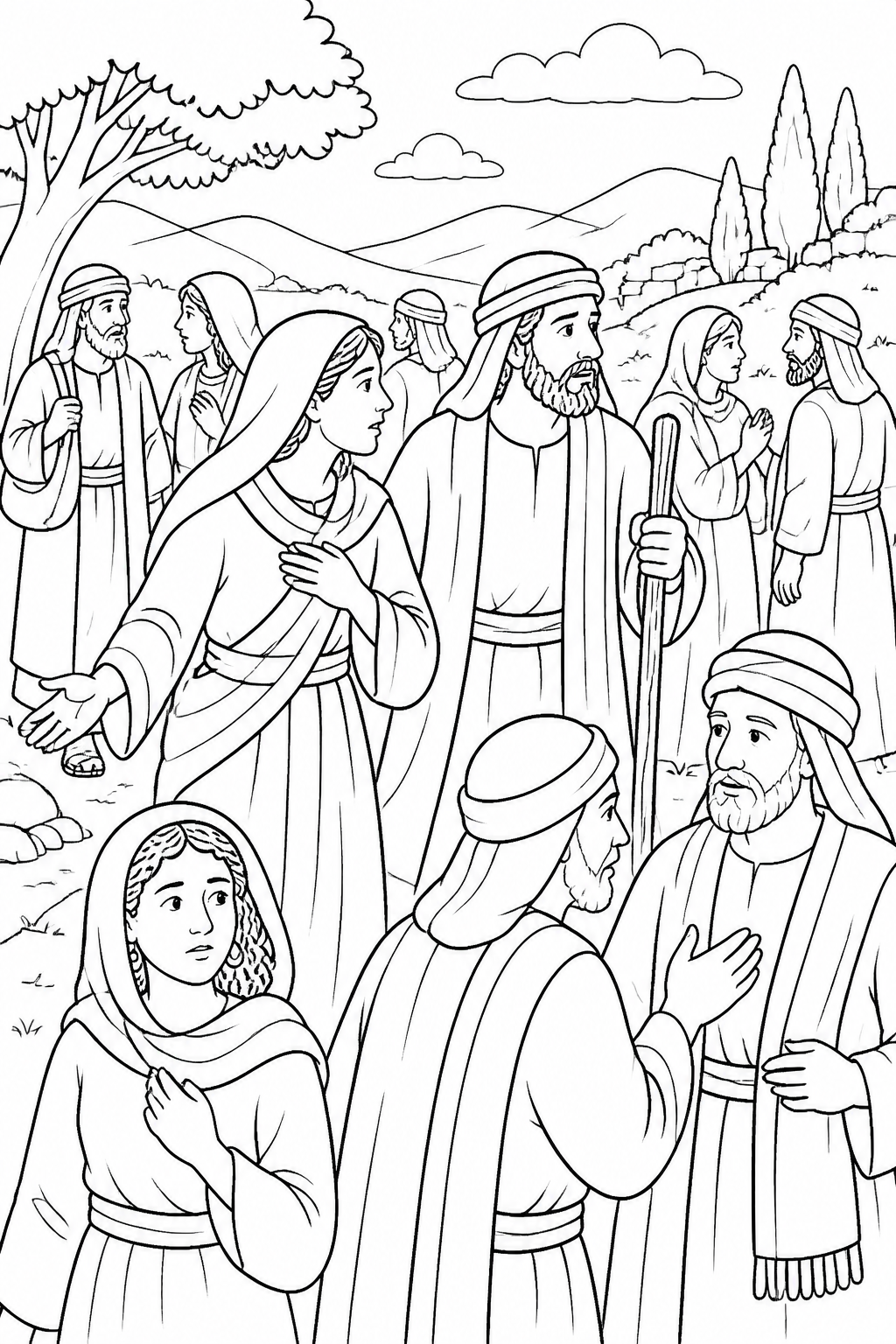 Mary and Joseph Search from Jesus in the Temple as a Boy Bible coloring page