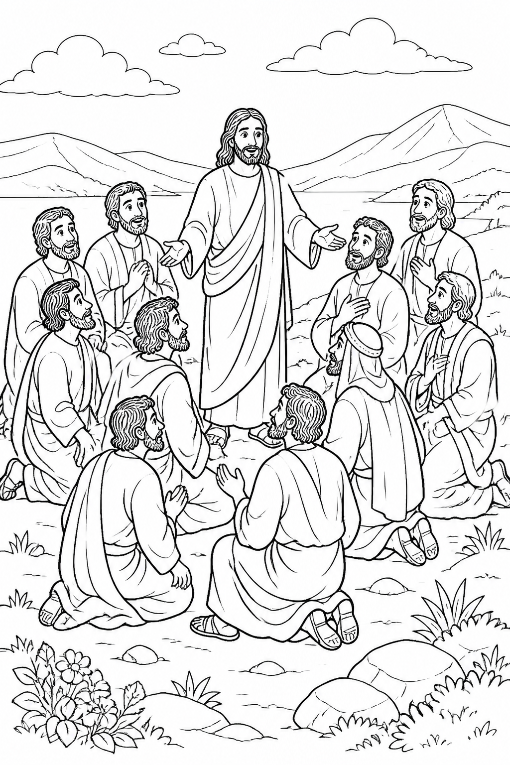 The Disciples Meet Jesus in Galilee from Jesus Is Risen Bible coloring page