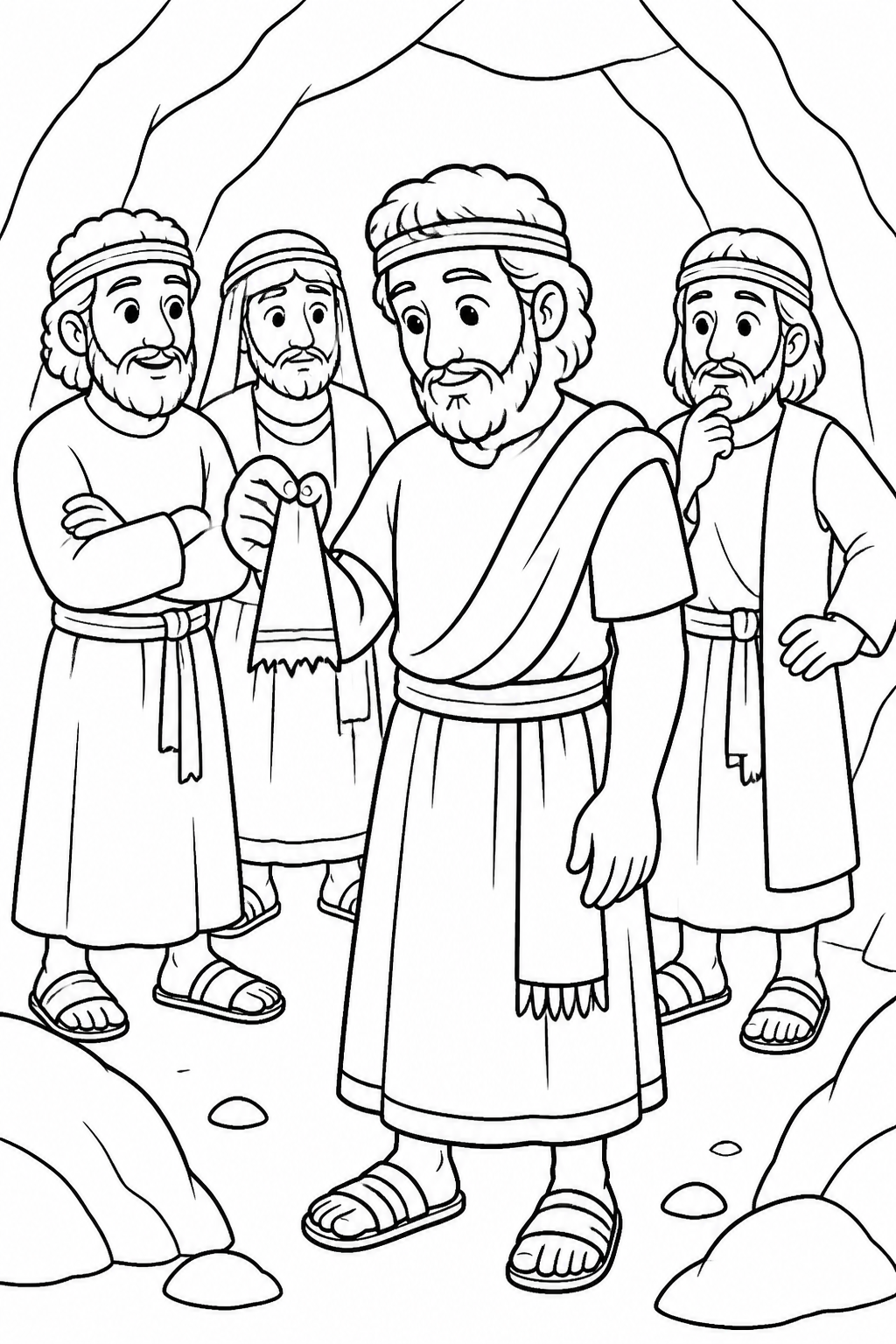 David Chooses Mercy from David Spares Saul Bible coloring page