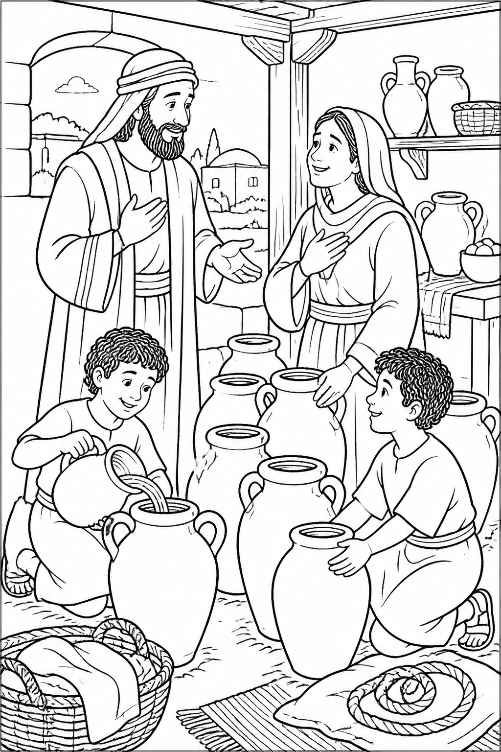 Provision for the Family from The Widow’s Oil Bible coloring page