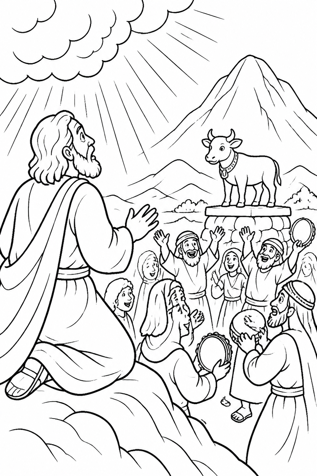 The LORD Warns Moses from The Golden Calf Bible coloring page