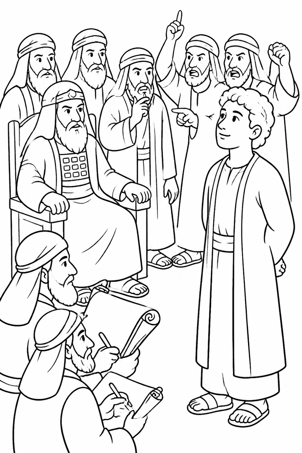 Stephen Before the Council from Stephen’s Faithful Witness Bible coloring page