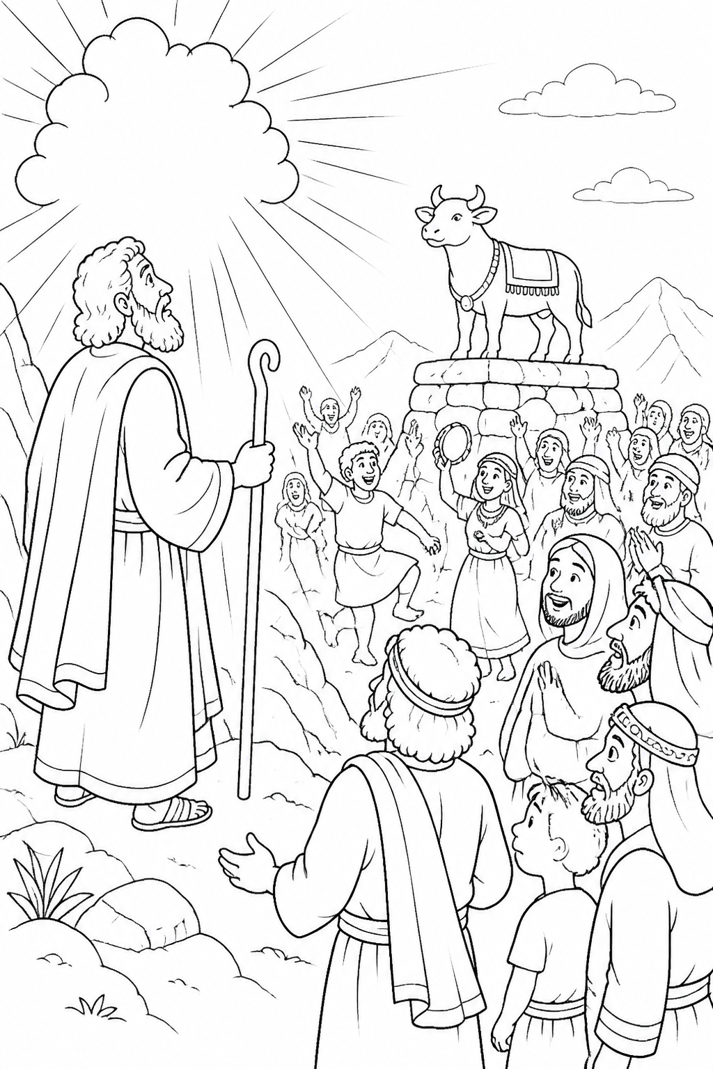 The LORD Warns Moses from The Golden Calf Bible coloring page