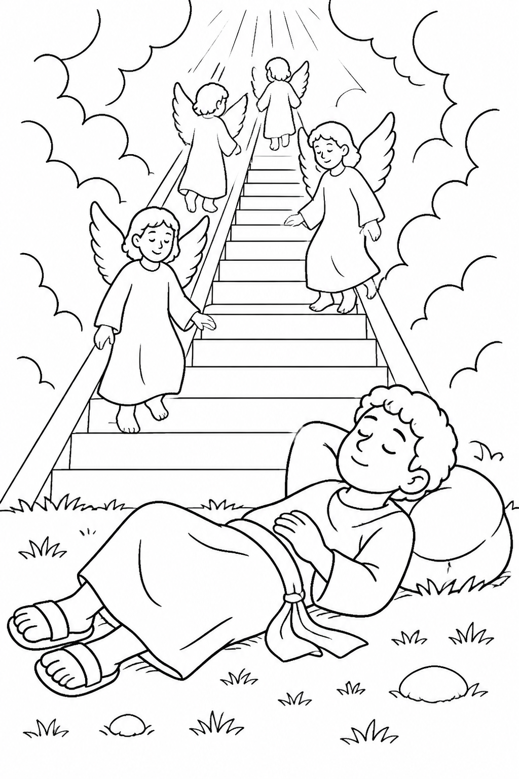 Jacob Sees the Stairway from Jacob’s Dream Bible coloring page