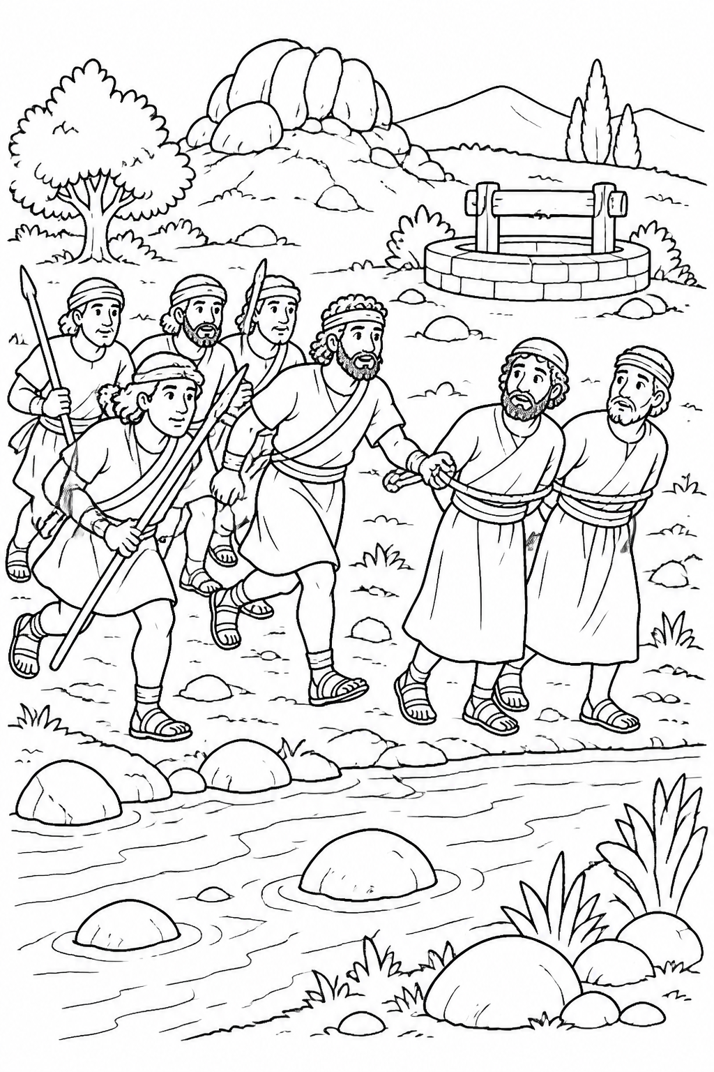 Ephraim Seizes the Waters from Gideon’s Three Hundred Bible coloring page