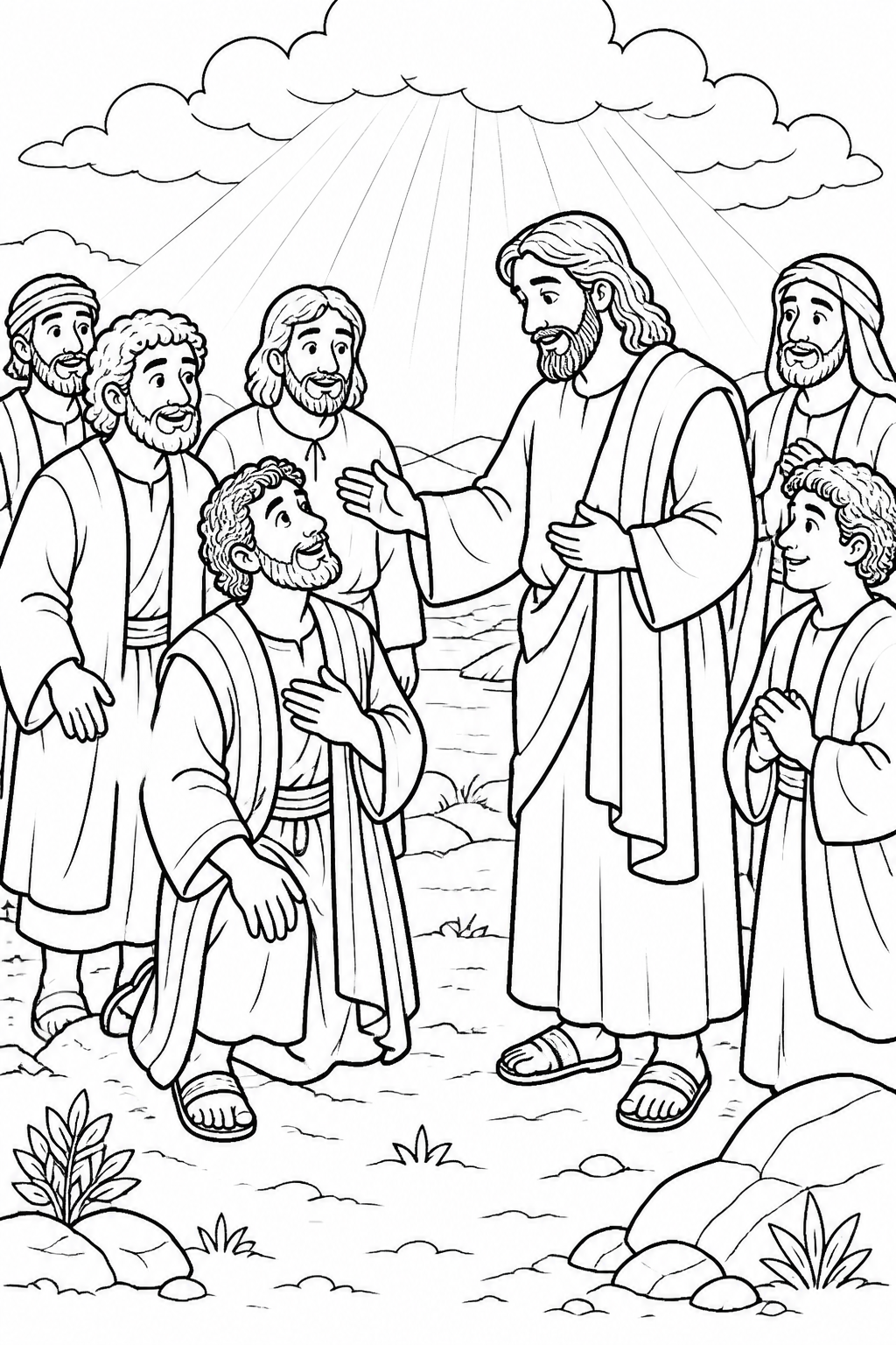 Jesus Blesses Simon from Peter Confesses Jesus as the Christ Bible coloring page