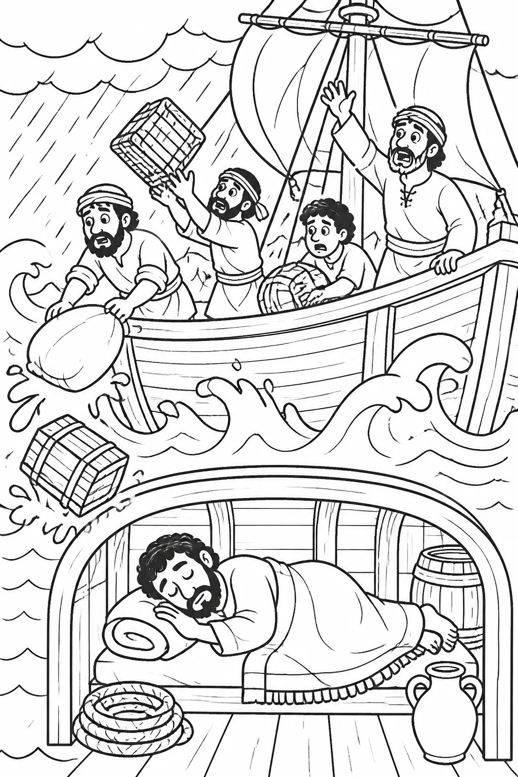 Jonah, the king of Nineveh, and people throughout Nineveh responding to God’s warning with sackcloth, ashes, humility, and repentance.