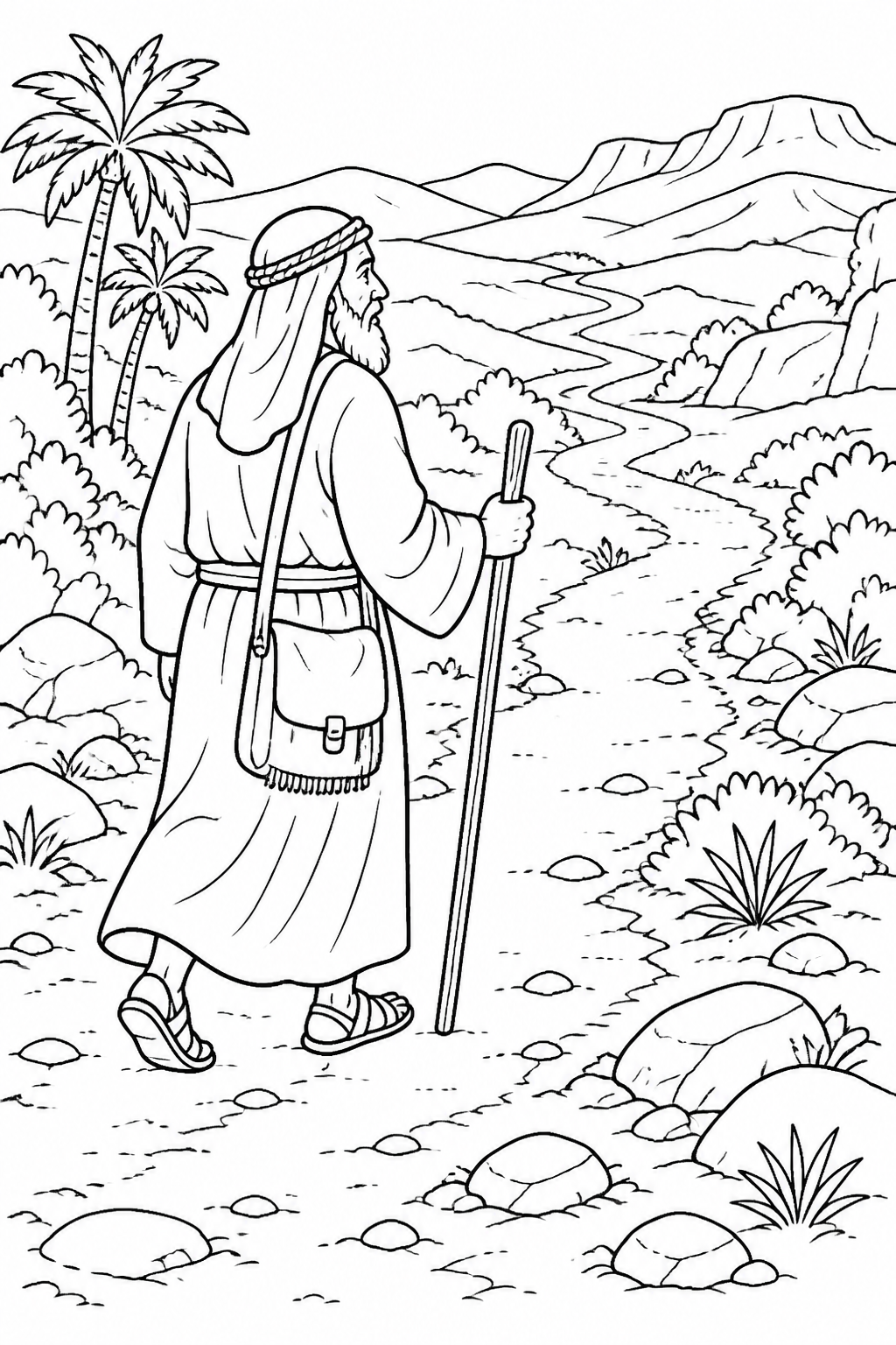 Abram Continues Toward the Negev from God Calls Abram Bible coloring page
