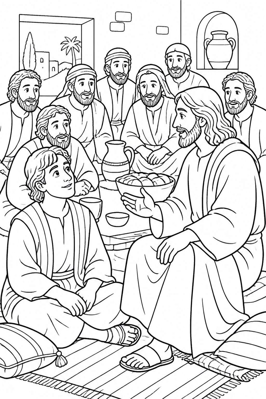 Receiving the One Jesus Sends from Jesus Washes the Disciples’ Feet Bible coloring page