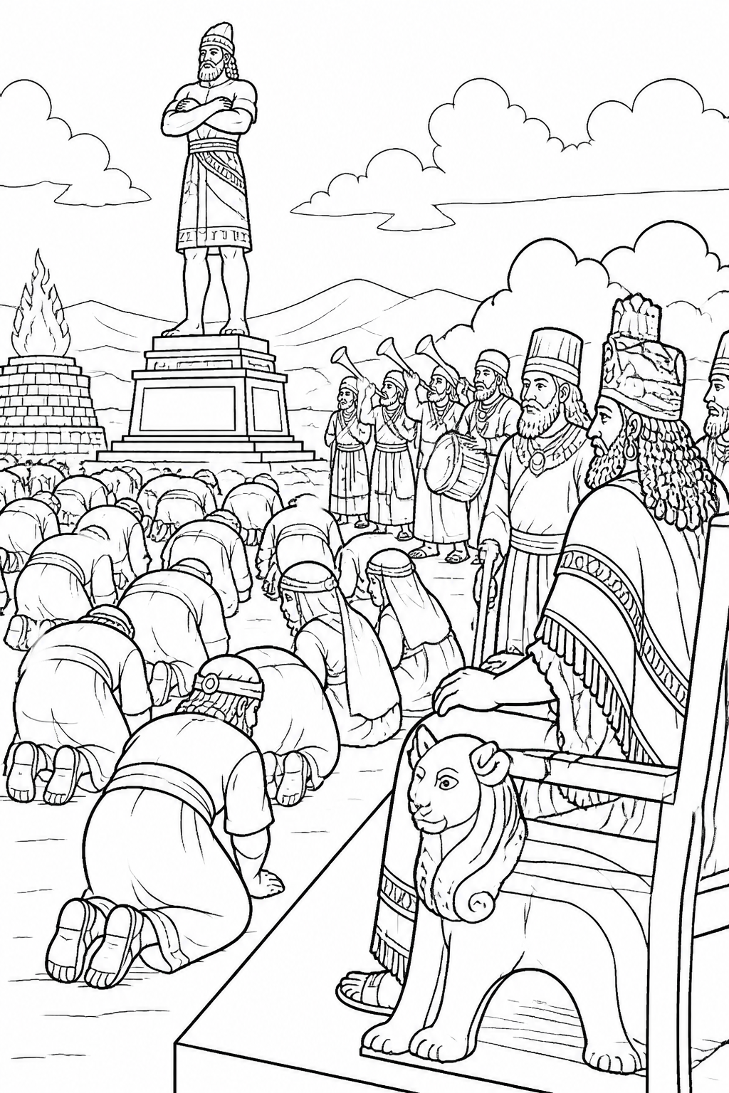 The Command on the Plain of Dura from The Fiery Furnace Bible coloring page