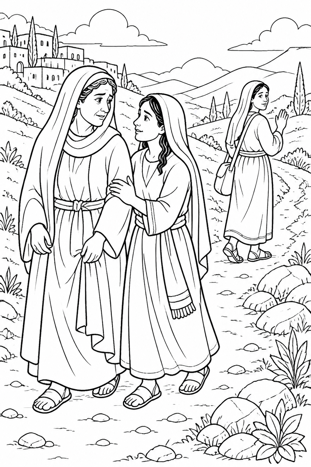 Ruth Chooses to Stay from Ruth Stays with Naomi Bible coloring page