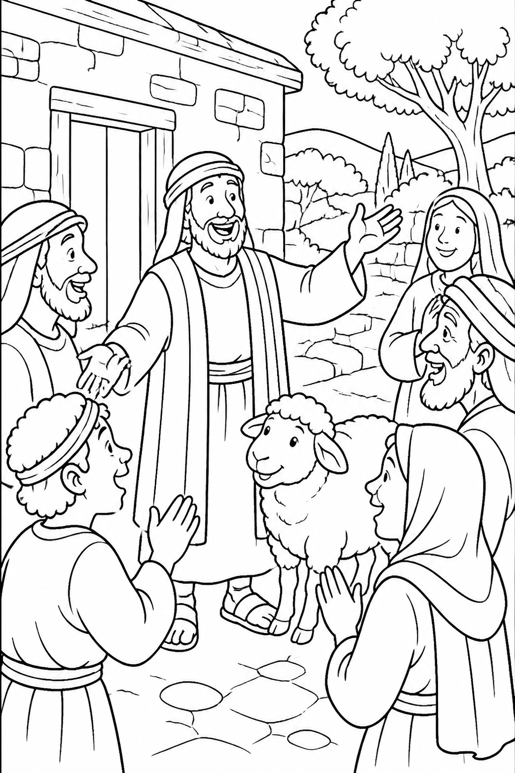 Rejoice With Me from The Parable of the Lost Sheep Bible coloring page