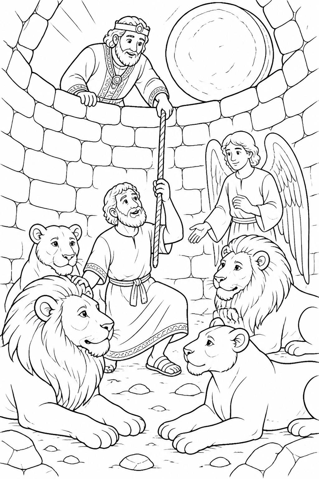 Daniel Is Safe from Daniel in the Lions’ Den Bible coloring page