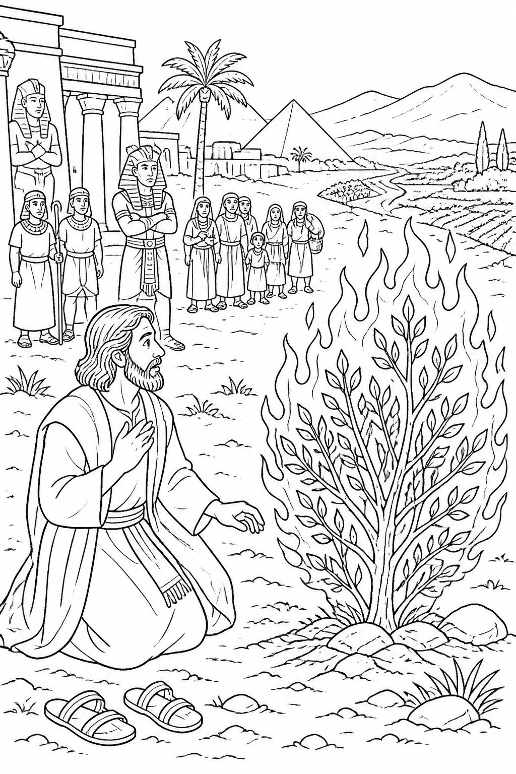 God Hears His People from Moses and the Burning Bush Bible coloring page