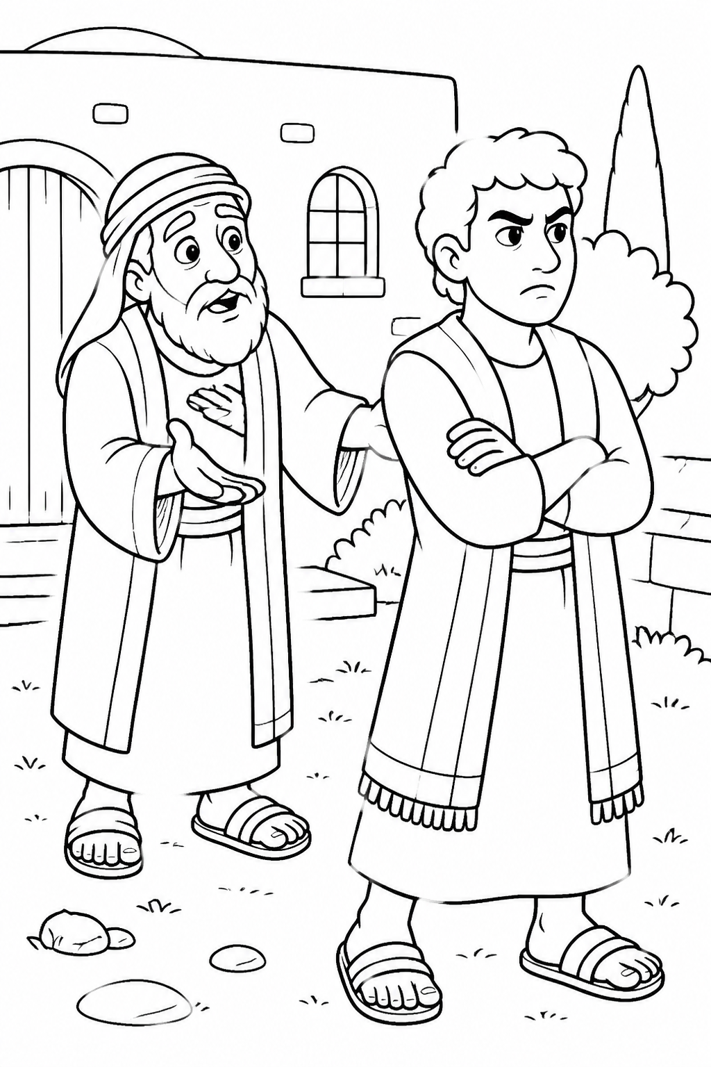 A Difficult Conversation from The Parable of the Prodigal Son Bible coloring page