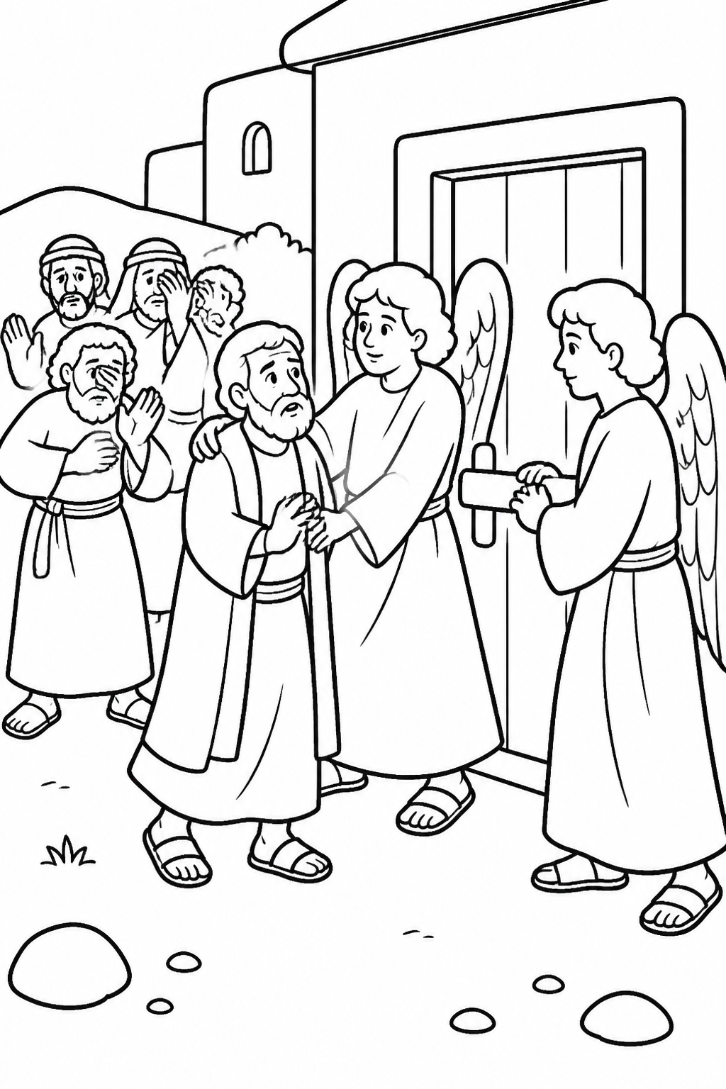 The Angels Protect Lot from Lot Is Rescued Bible coloring page