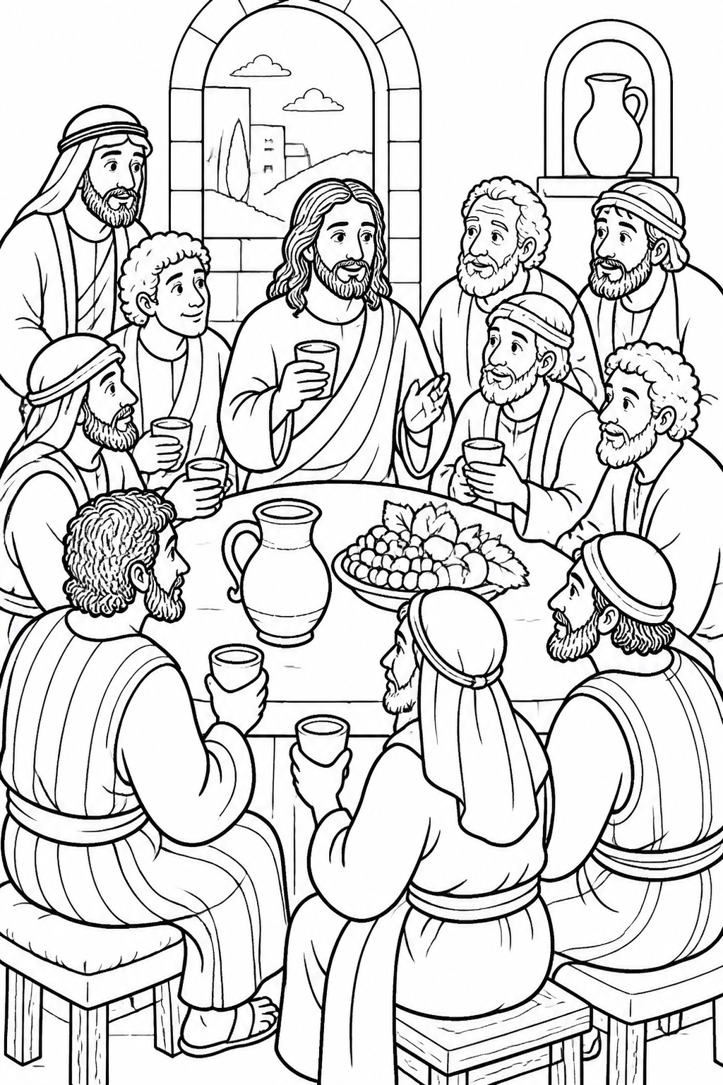 The Cup Shared Among Them from The Last Supper Bible coloring page