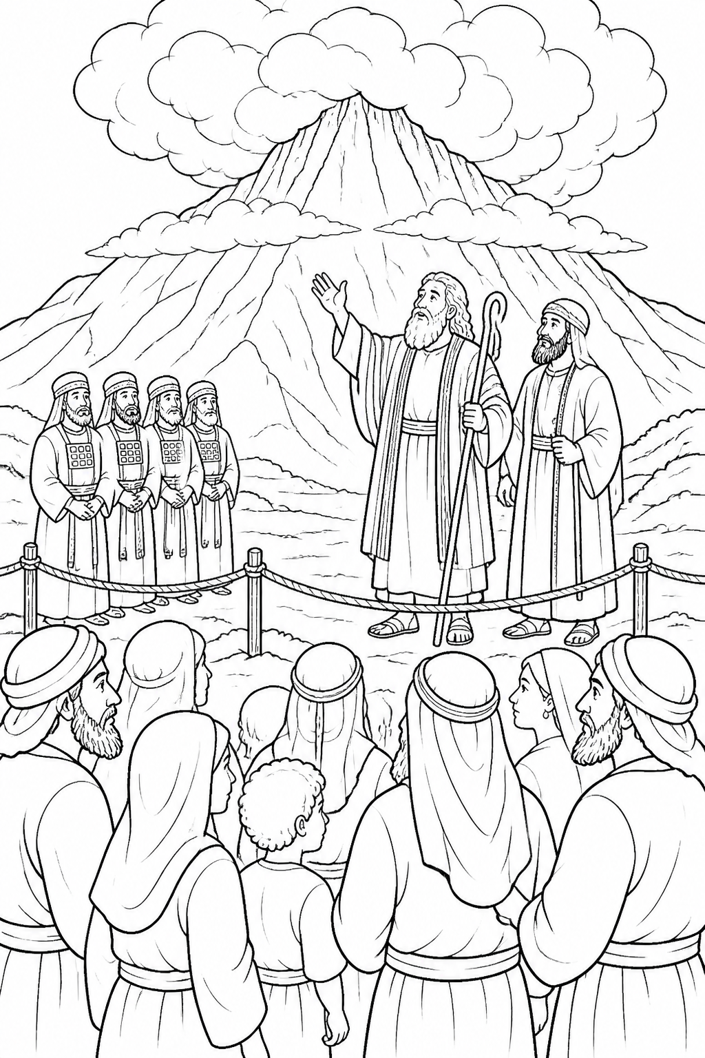 Respecting the Holy Boundary from The Ten Commandments Bible coloring page