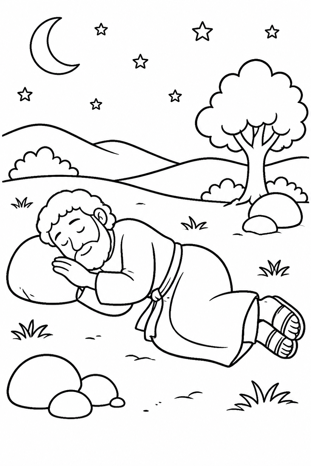 Jacob Rests for the Night from Jacob’s Dream Bible coloring page
