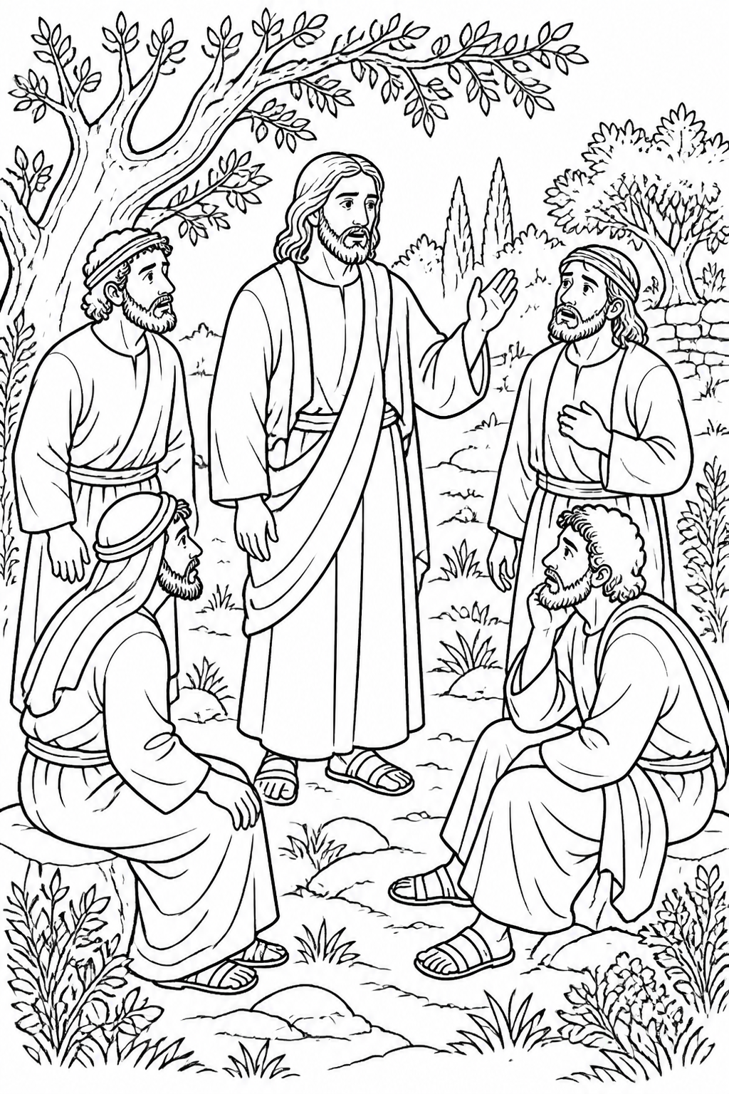 The Hour Is Near from Jesus Prays in Gethsemane Bible coloring page