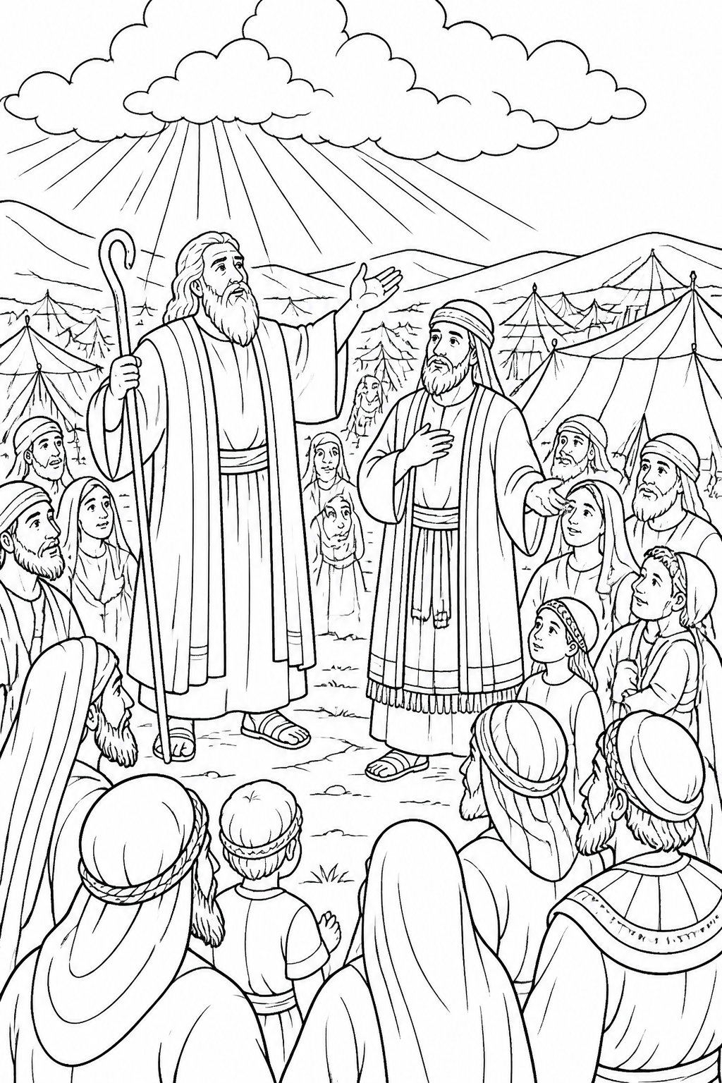 The Promise of Bread from Heaven from Manna in the Wilderness Bible coloring page