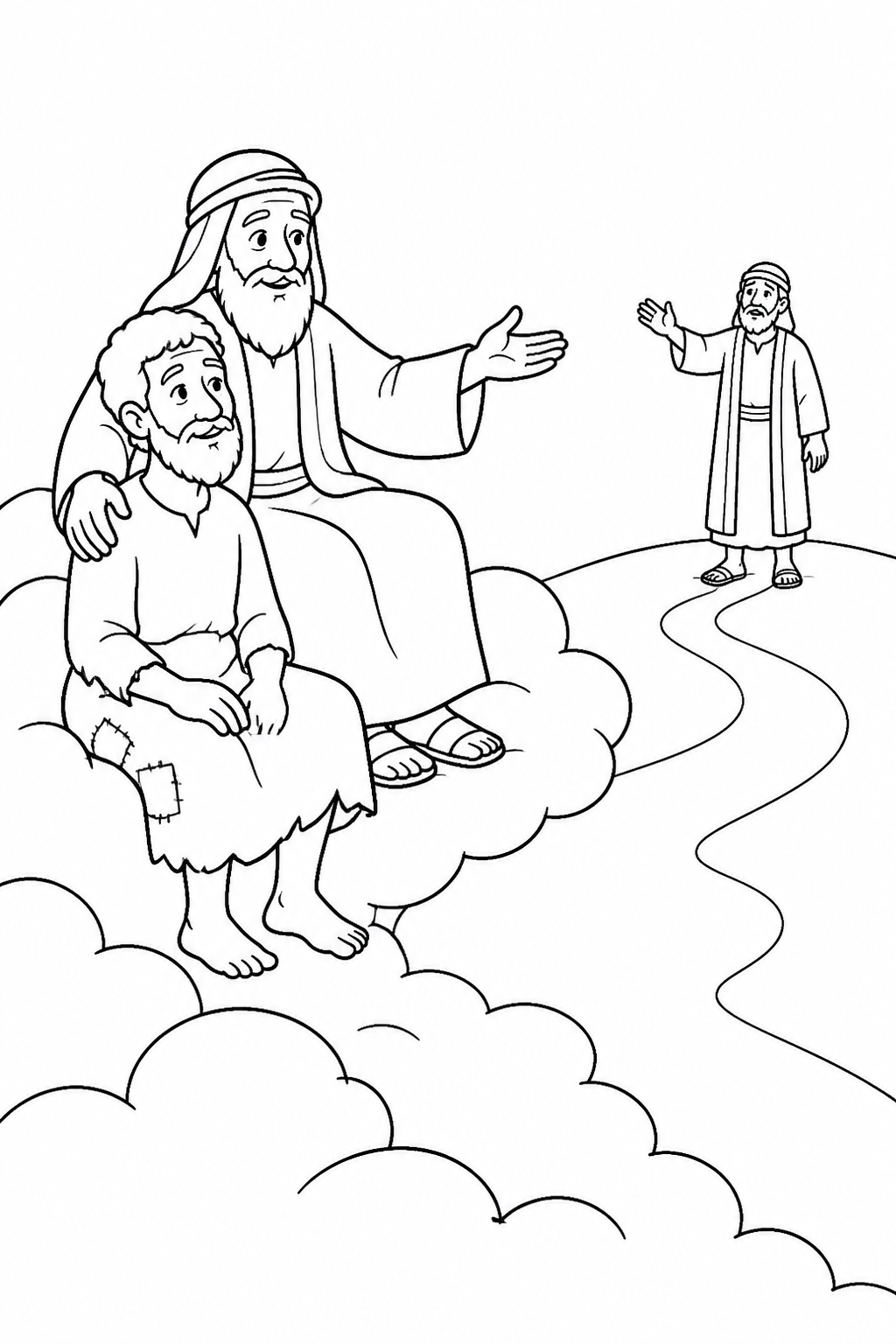 A Distant Request from The Rich Man and Lazarus Bible coloring page
