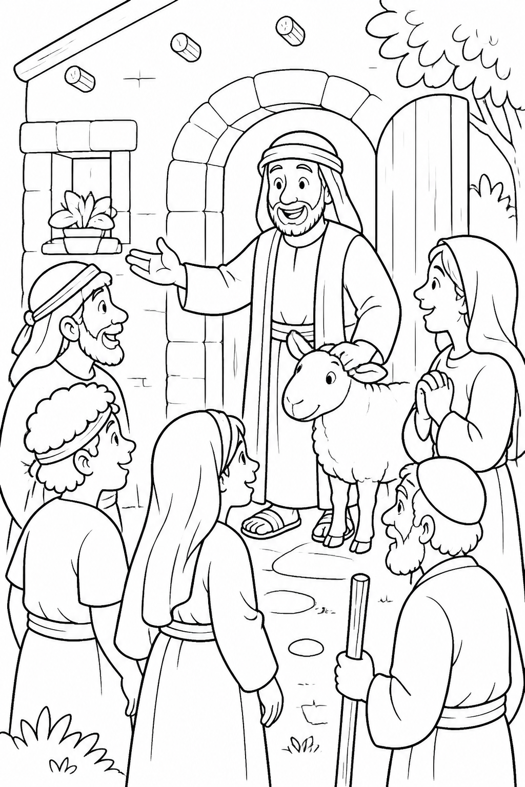 Rejoice With Me from The Parable of the Lost Sheep Bible coloring page