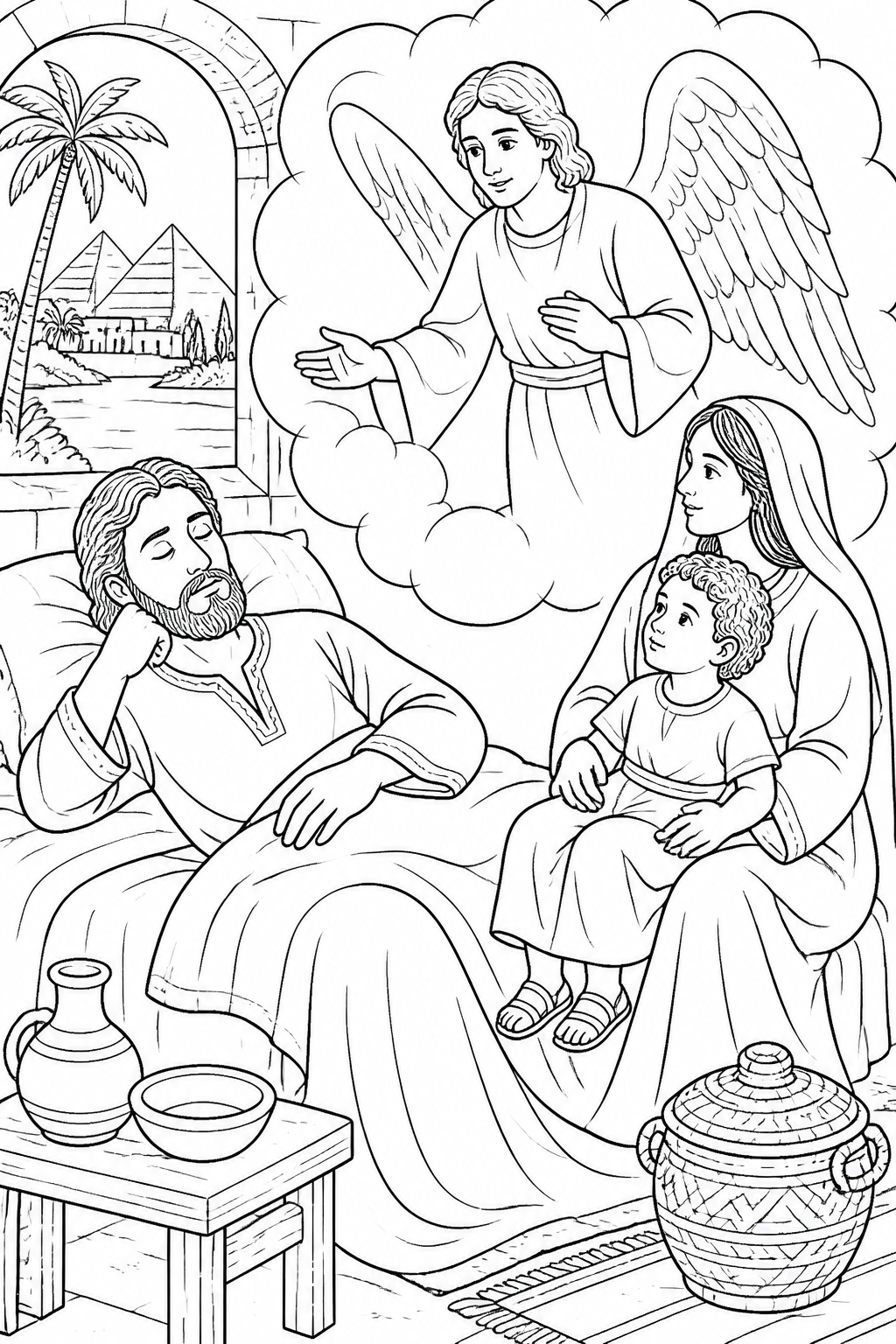 The Return Is Safe from Jesus Escapes to Egypt Bible coloring page