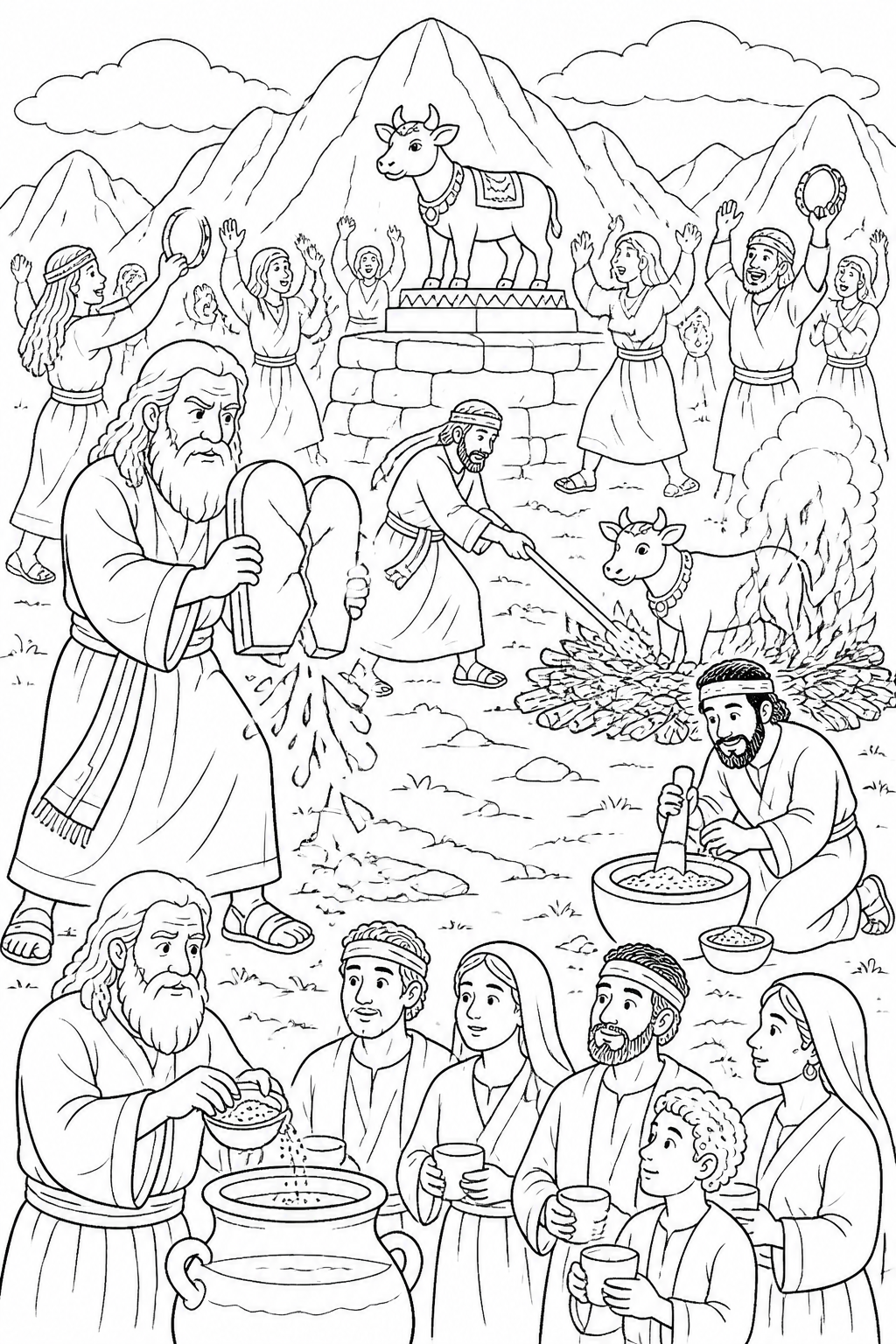 The Covenant Is Broken from The Golden Calf Bible coloring page