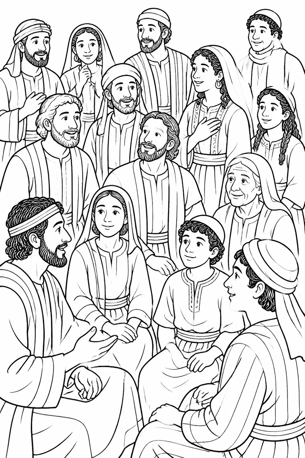 The apostles and other believers gathered together in one unspecified place in Jerusalem as Pentecost arrives.